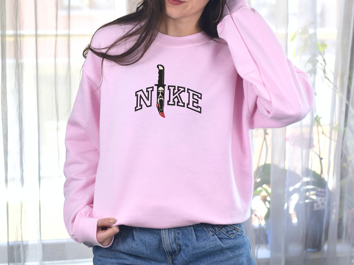 ghost face swoosh sweatshirt