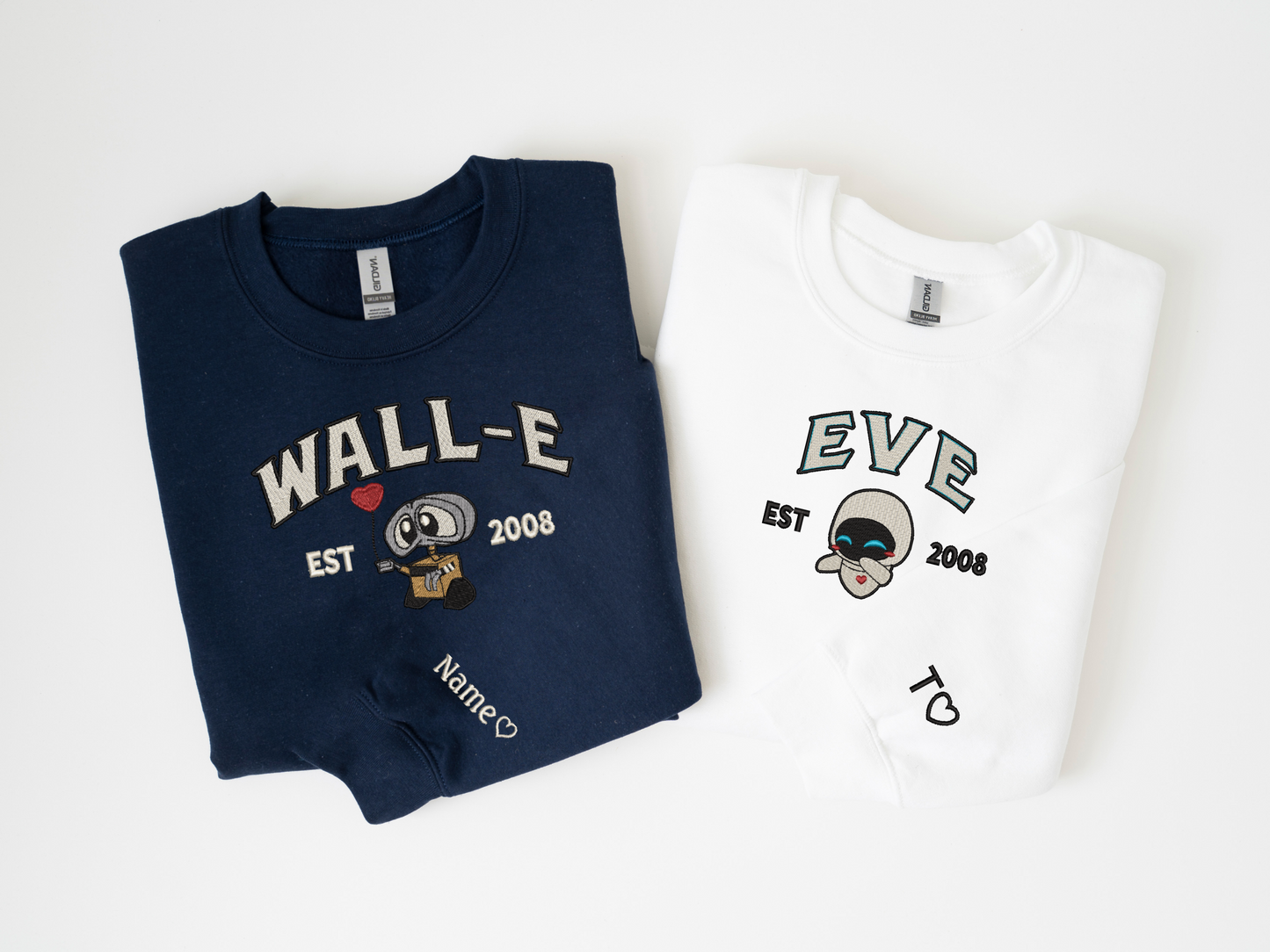Walle and Eve Matching Embroidered Sweatshirts