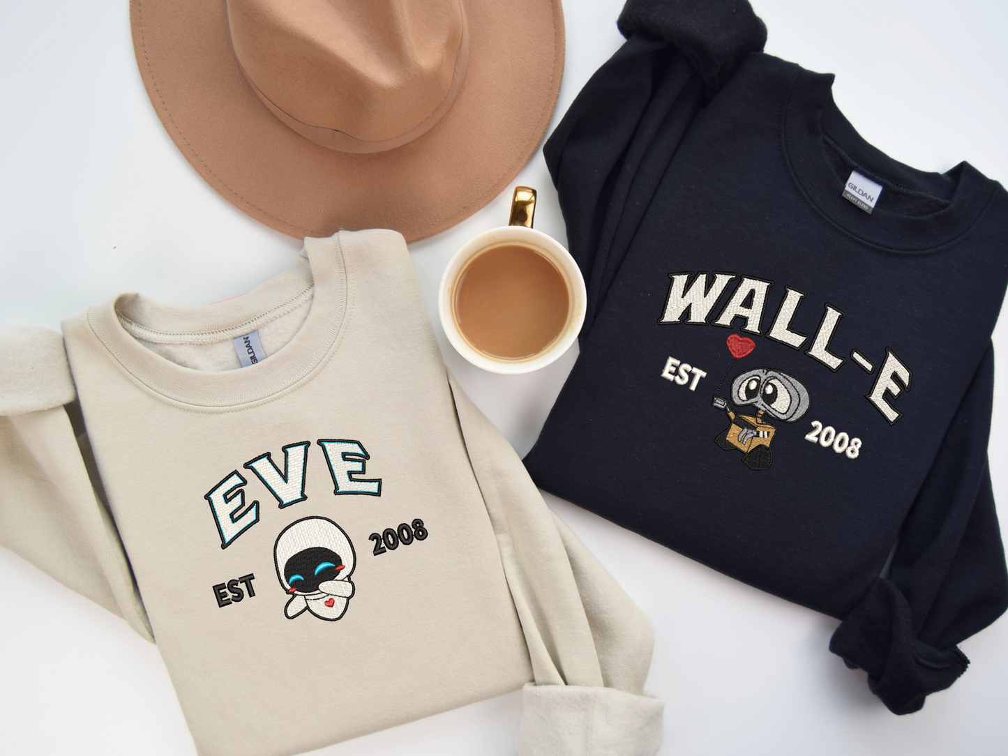Walle and Eve Matching Embroidered Sweatshirts