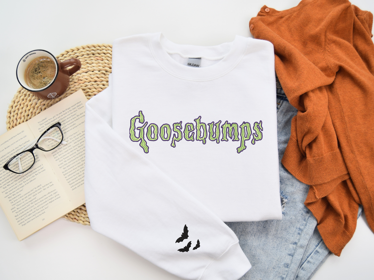 GLOWING Goosebumps Embroidered Sweatshirt - GLOWS IN THE DARK