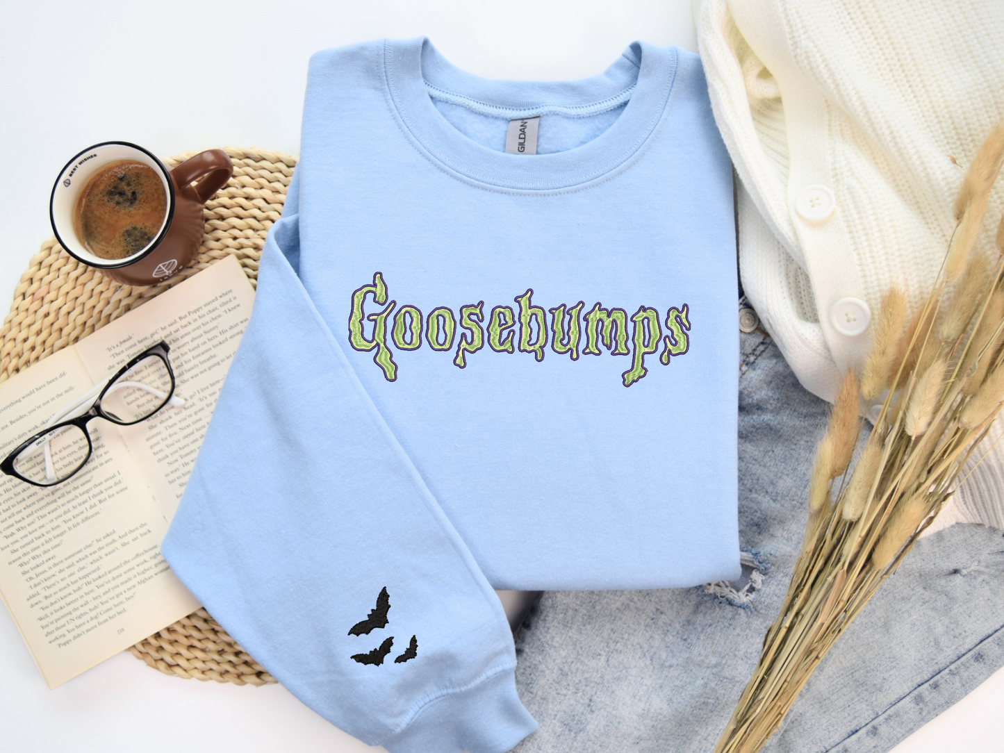 GLOWING Goosebumps Embroidered Sweatshirt - GLOWS IN THE DARK