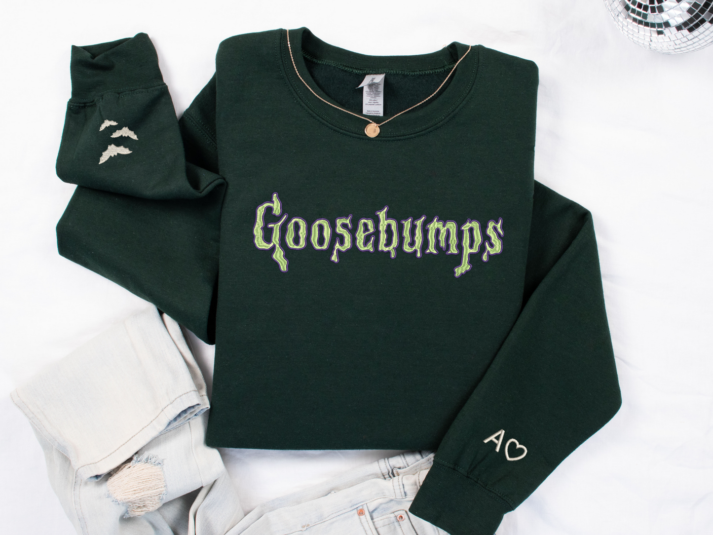 GLOWING Goosebumps Embroidered Sweatshirt - GLOWS IN THE DARK