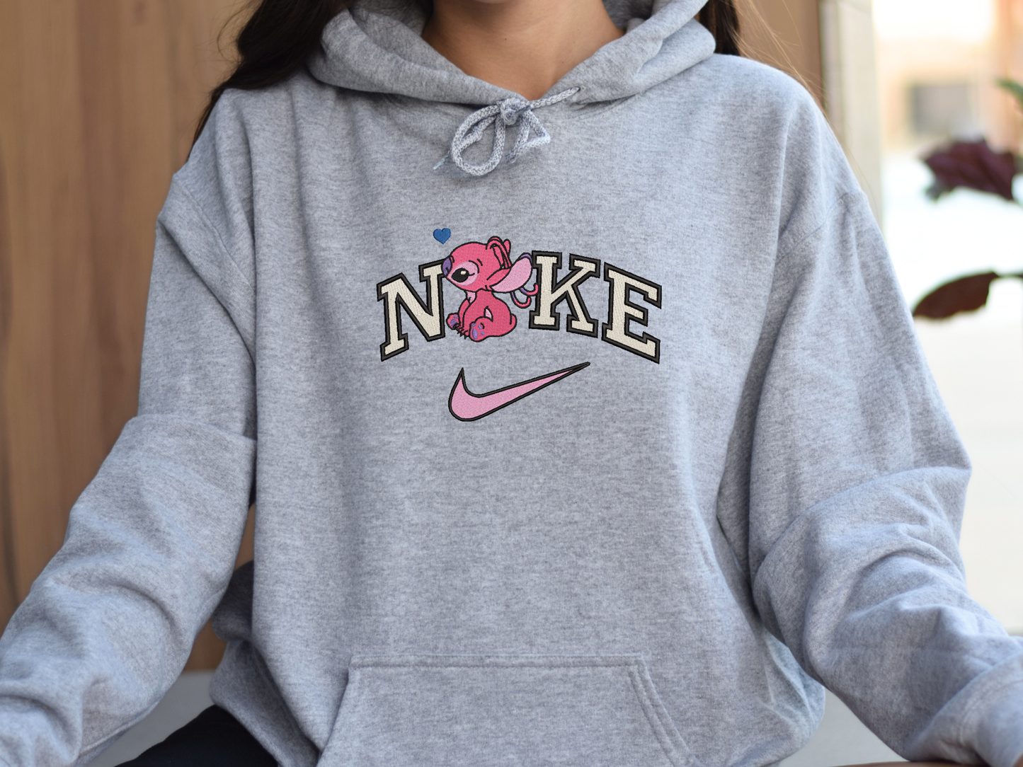 Angel and Stitch swoosh Embroidered Hoodies