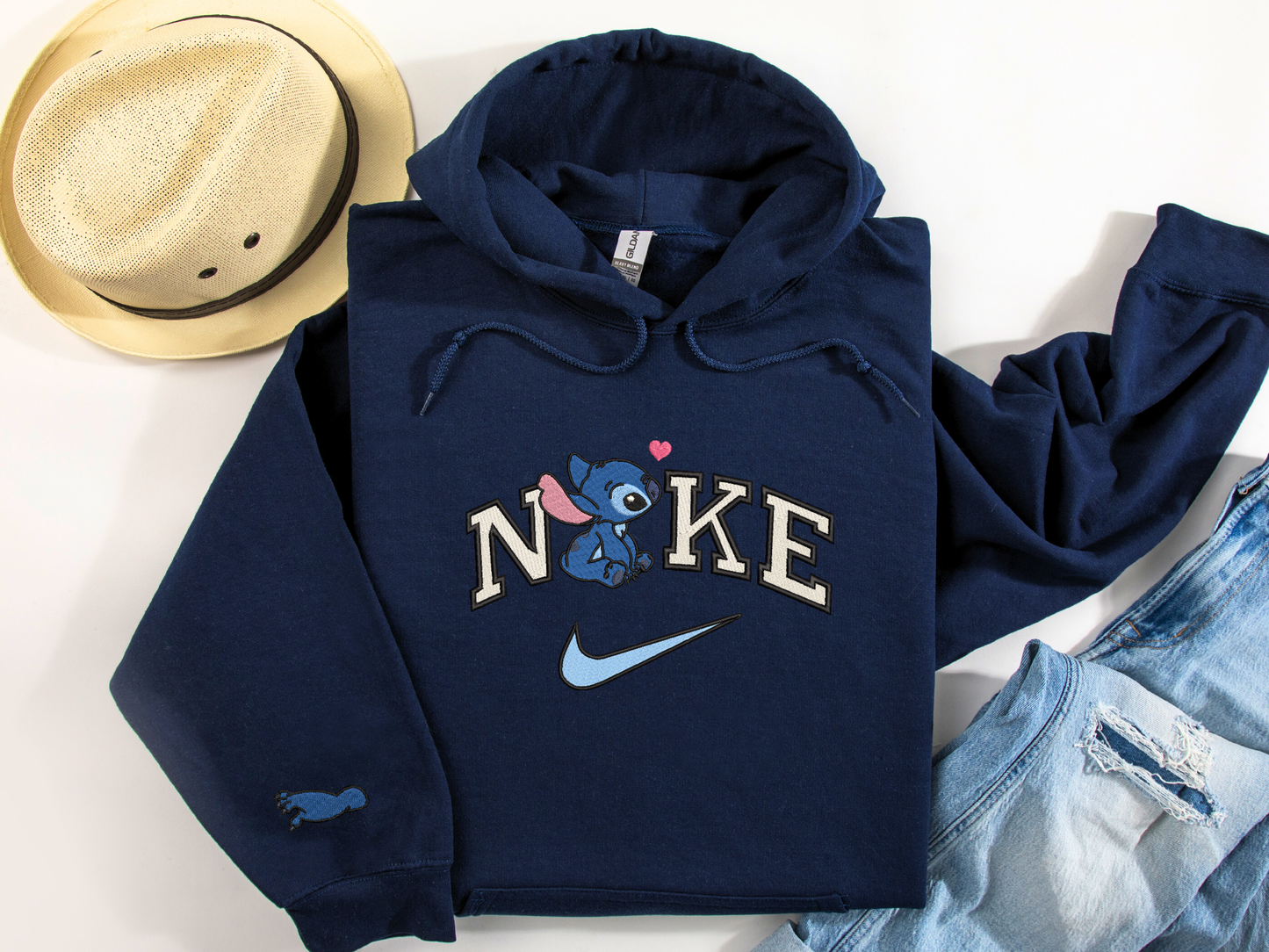 Angel and Stitch swoosh Embroidered Hoodies