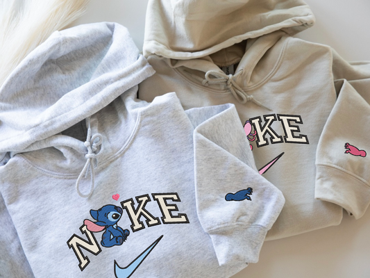 Angel and Stitch swoosh Embroidered Hoodies