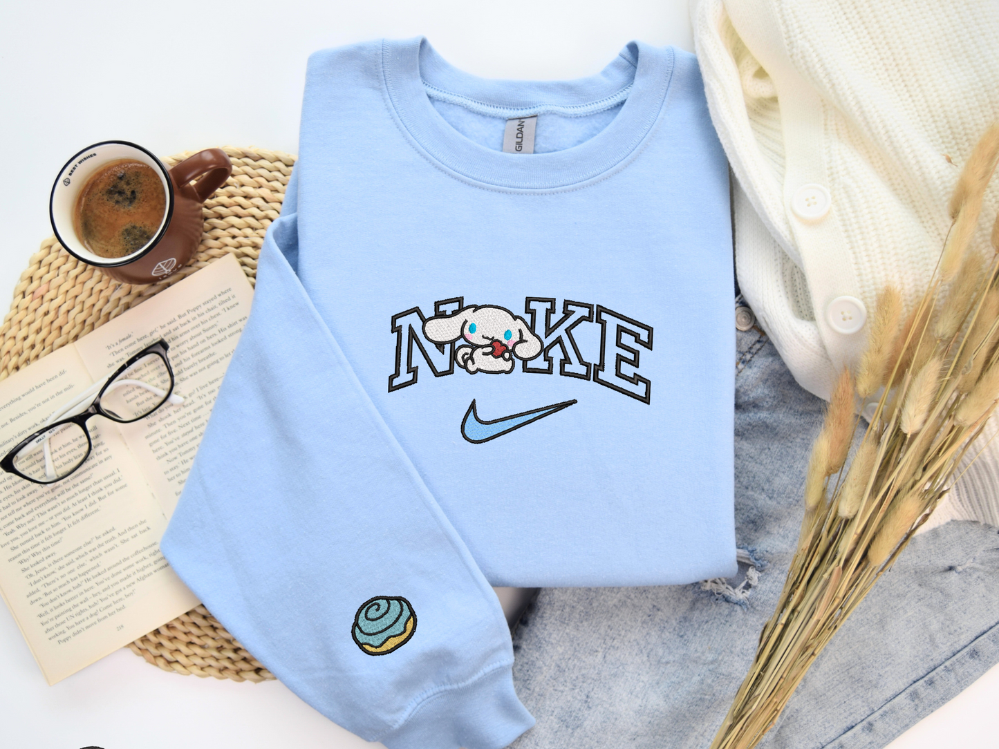 Cinnamoroll Swoosh Embroidered Sweatshirt - Cute Sanrio Sweatshirt