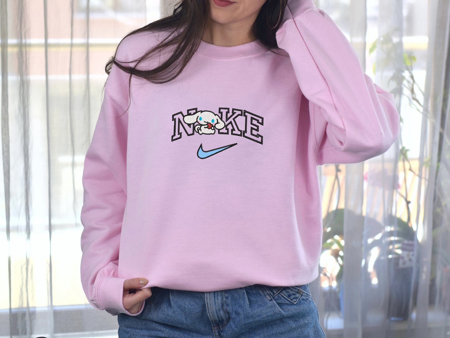Cinnamoroll Swoosh Embroidered Sweatshirt - Cute Sanrio Sweatshirt
