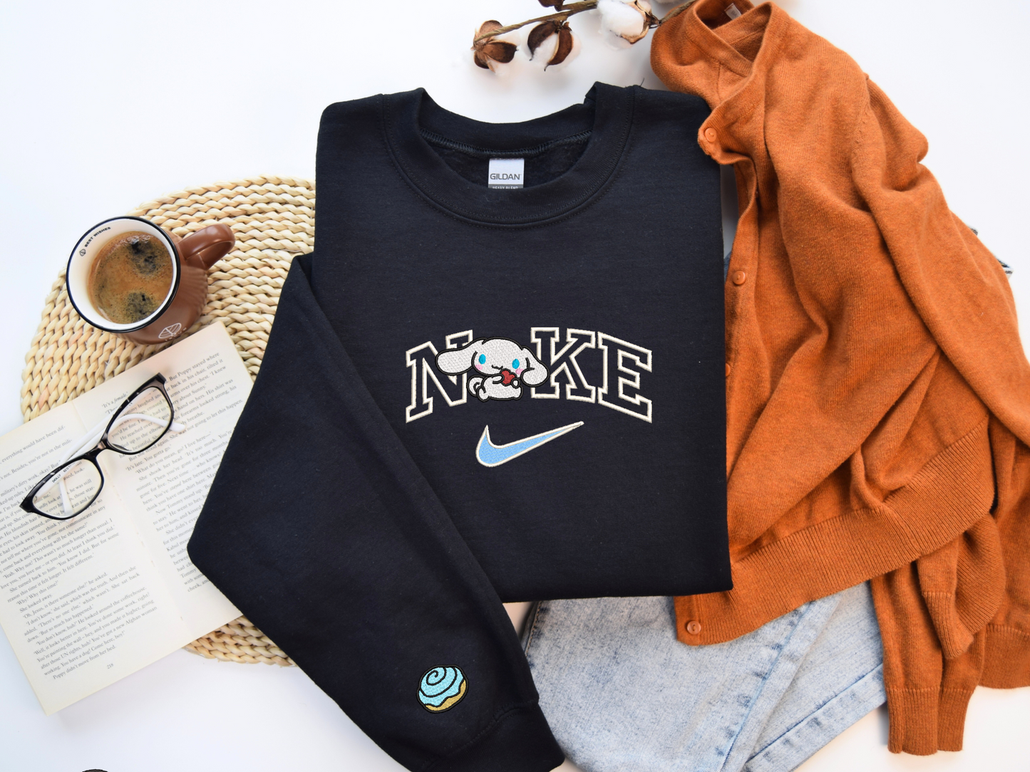 Cinnamoroll Swoosh Embroidered Sweatshirt - Cute Sanrio Sweatshirt