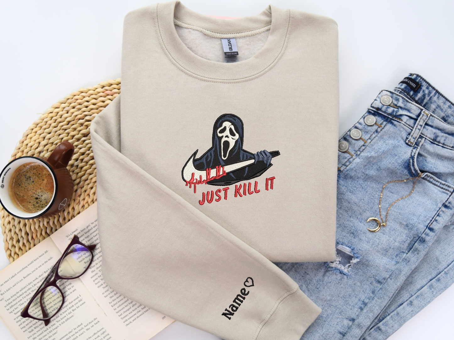 Ghost Face Embroidered  Sweatshirt