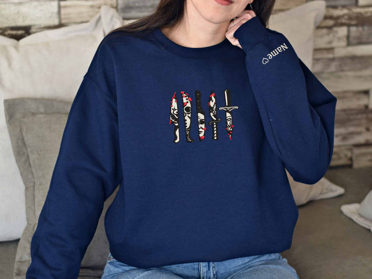 Slasher Knives - Horror Movie Embroidered Sweatshirt, Jason, Chucky, Micheal Myers, SAW