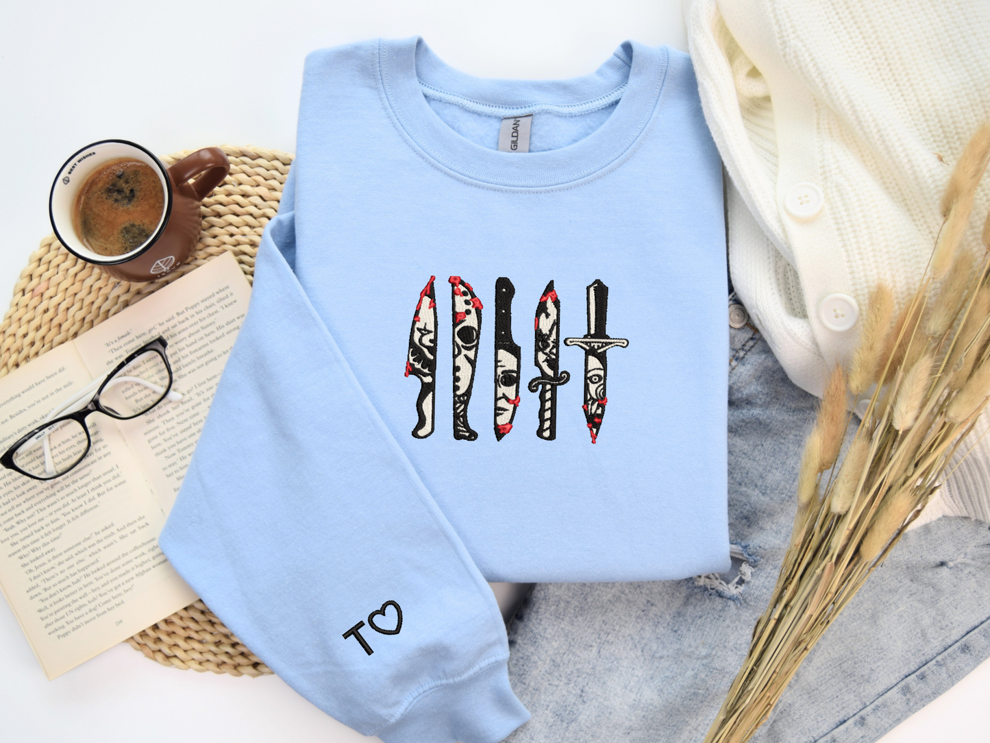 Slasher Knives - Horror Movie Embroidered Sweatshirt, Jason, Chucky, Micheal Myers, SAW