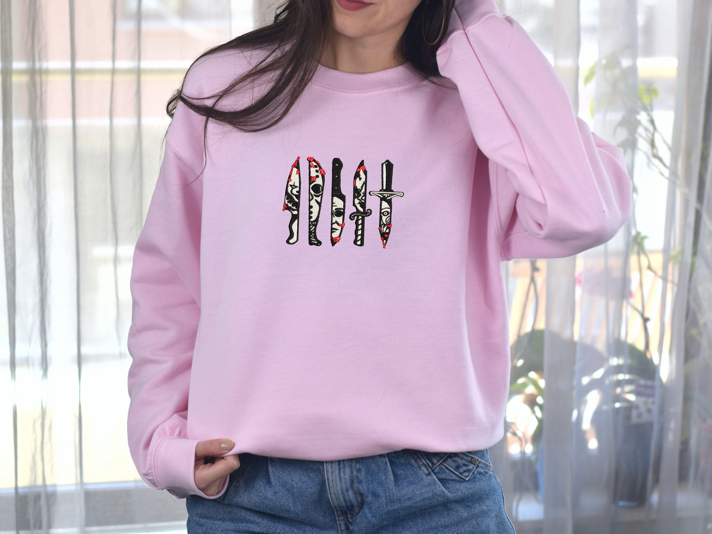 Slasher Knives - Horror Movie Embroidered Sweatshirt, Jason, Chucky, Micheal Myers, SAW