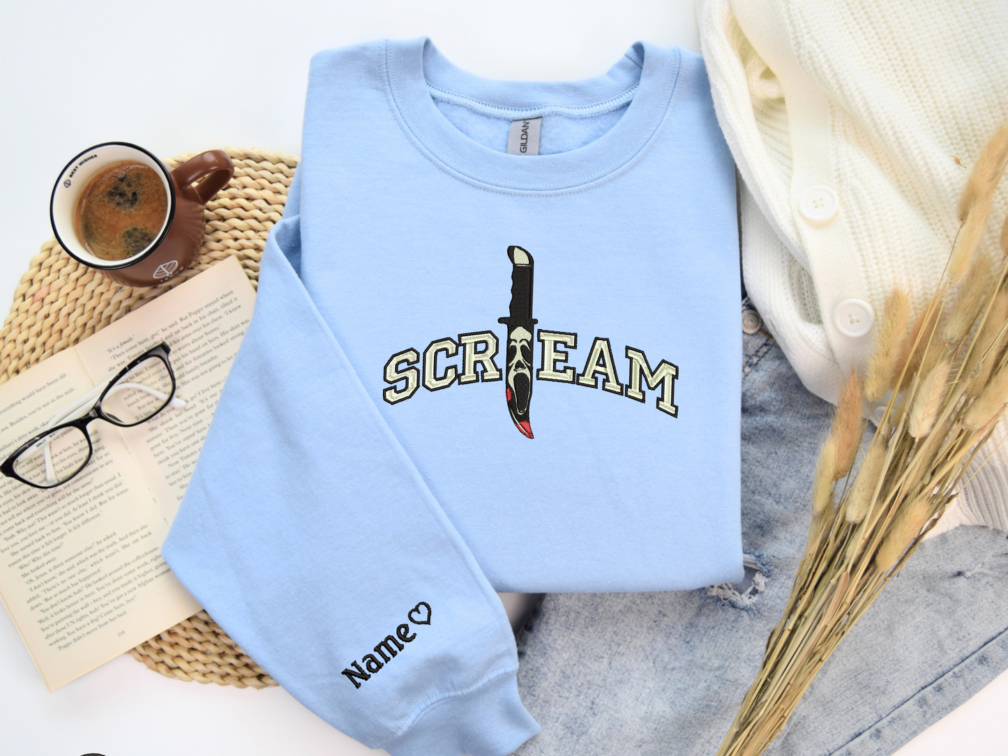 GLOW in the Dark Scream Embroidered Sweatshirt