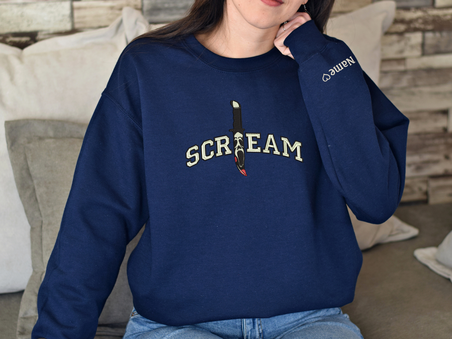 GLOW in the Dark Scream Embroidered Sweatshirt