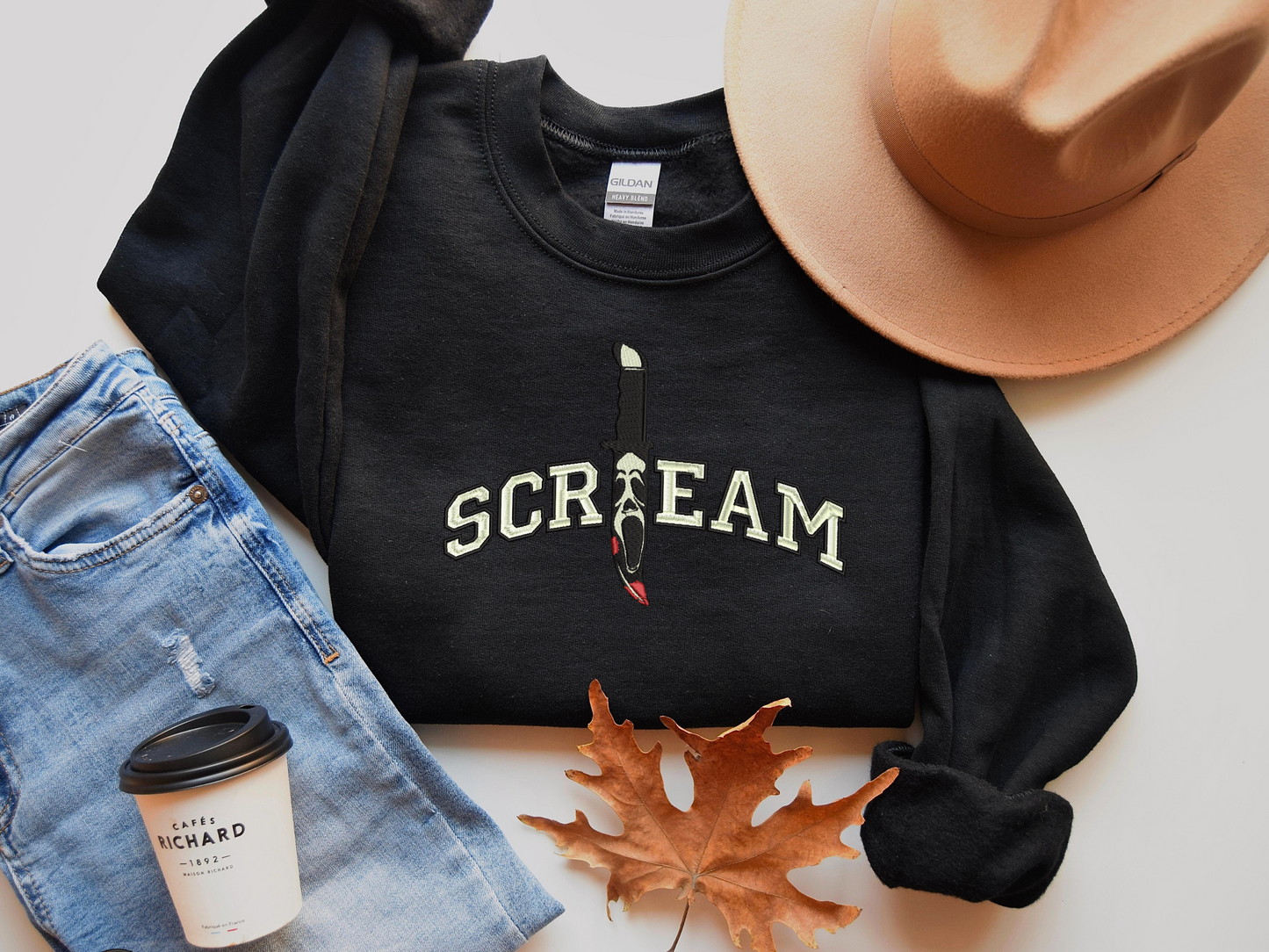 GLOW in the Dark Scream Embroidered Sweatshirt