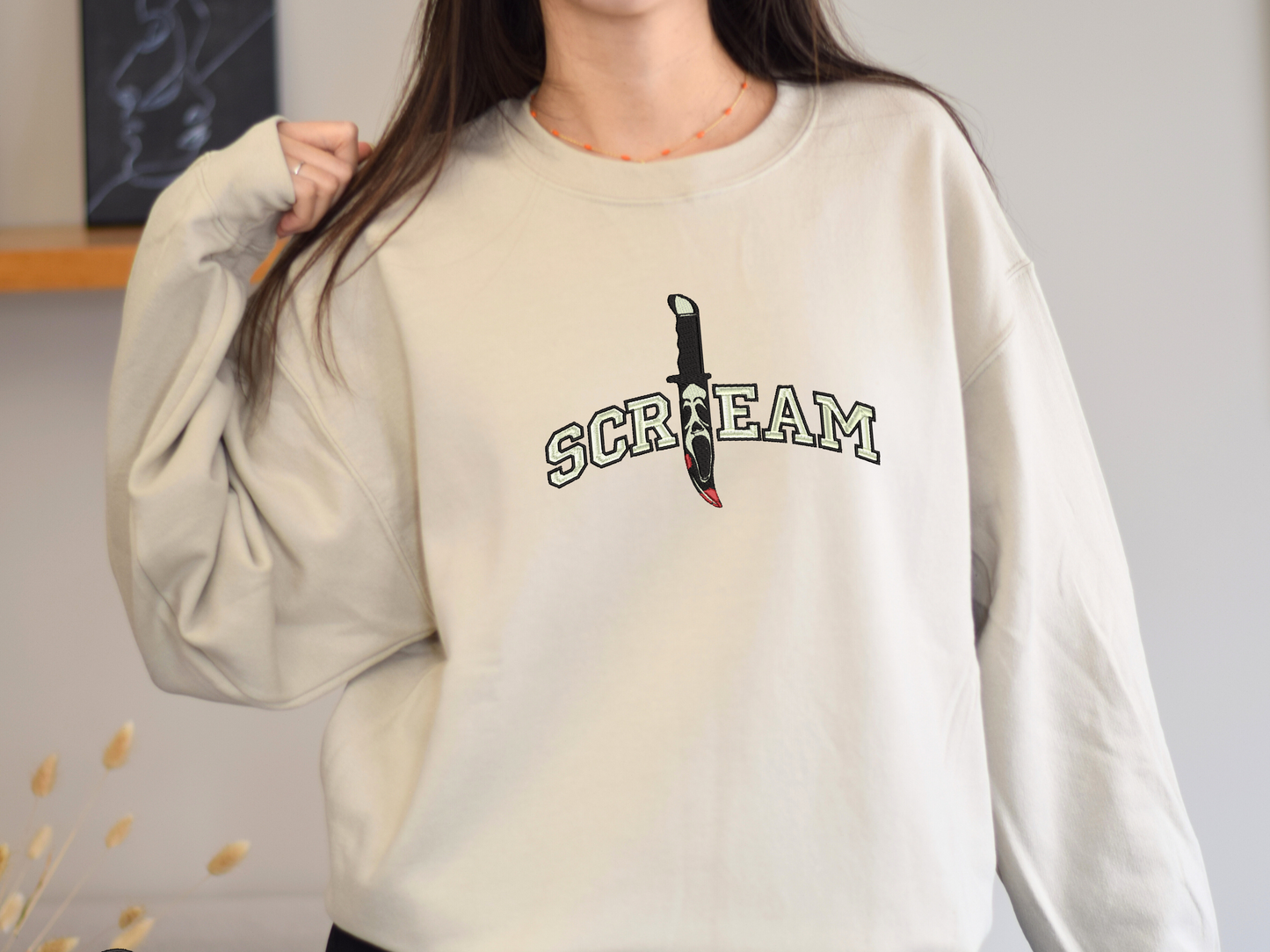 GLOW in the Dark Scream Embroidered Sweatshirt