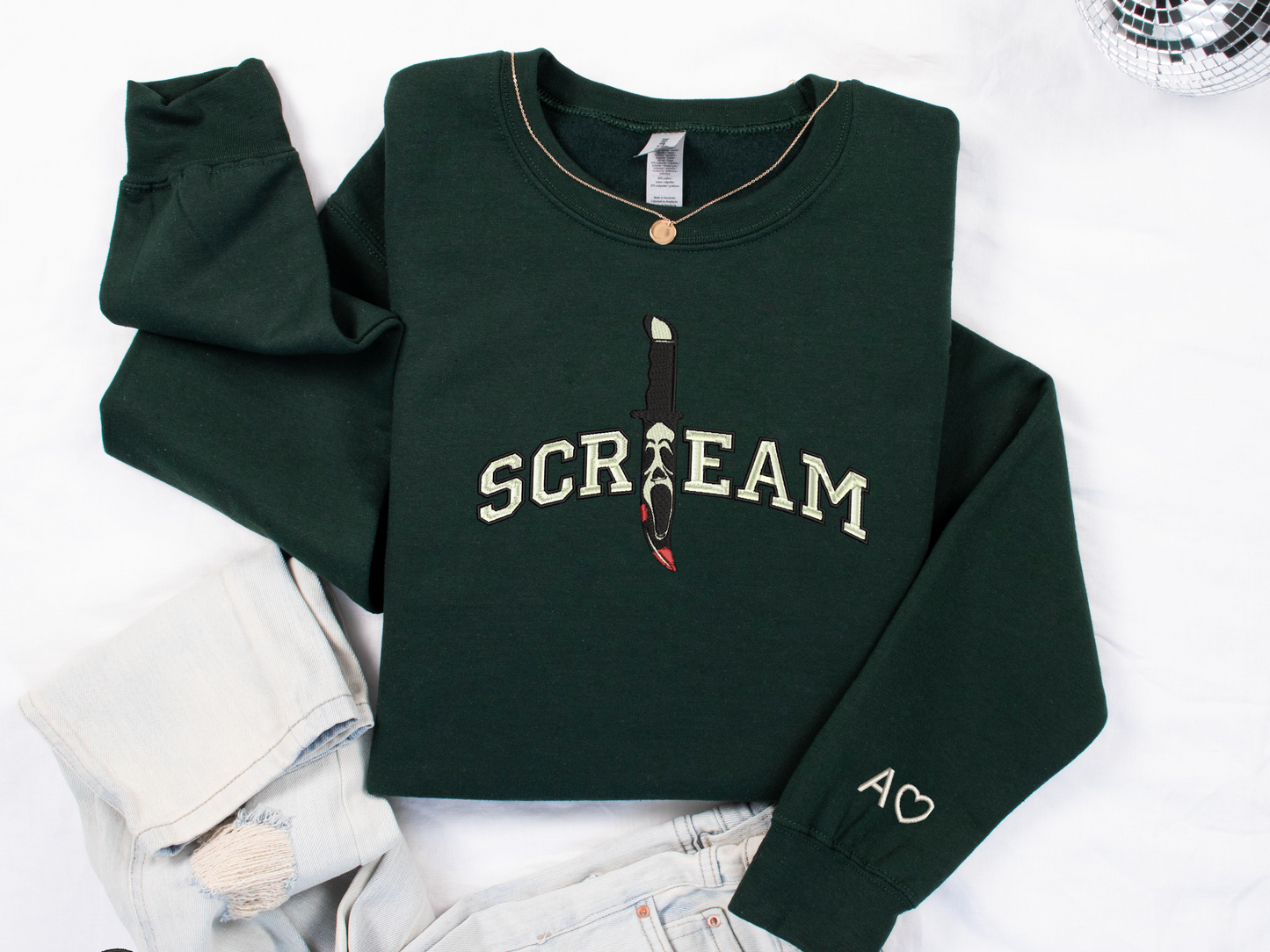 GLOW in the Dark Scream Embroidered Sweatshirt