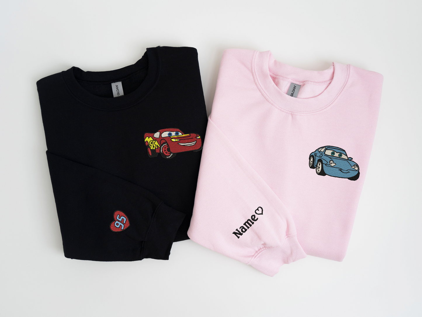 Cars Mcqueen and Sally Embroidered Sweatshirts