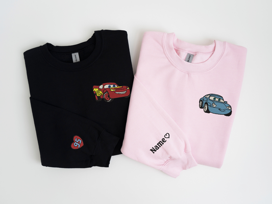 Cars Mcqueen and Sally Embroidered Sweatshirts