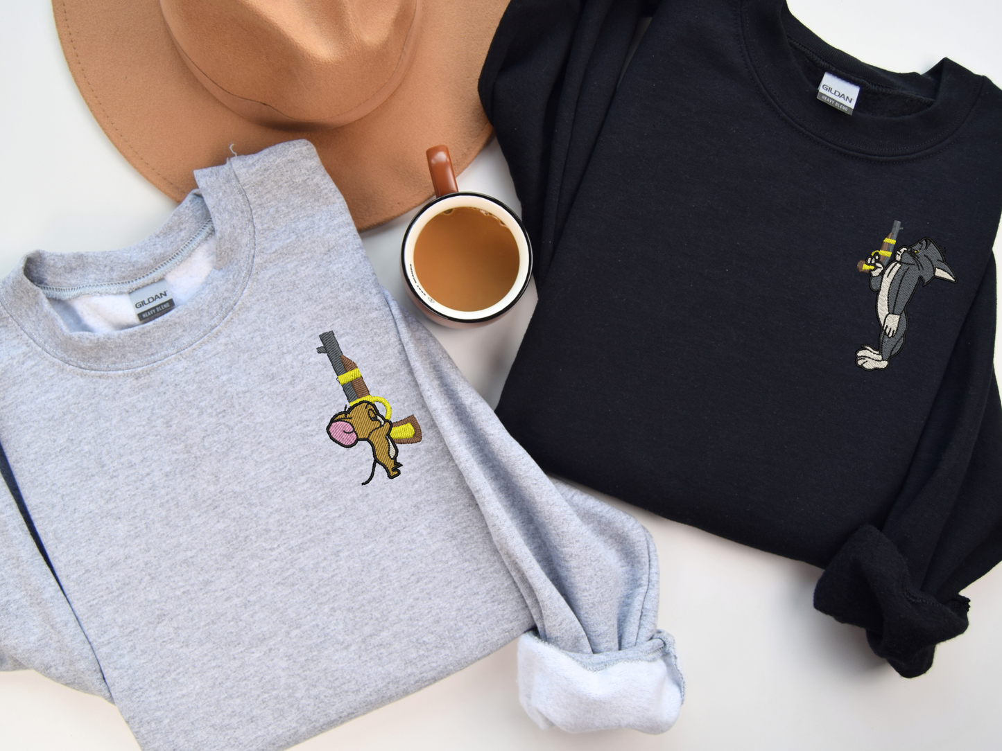 Tom and Jerry Matching Embroidered Sweatshirt