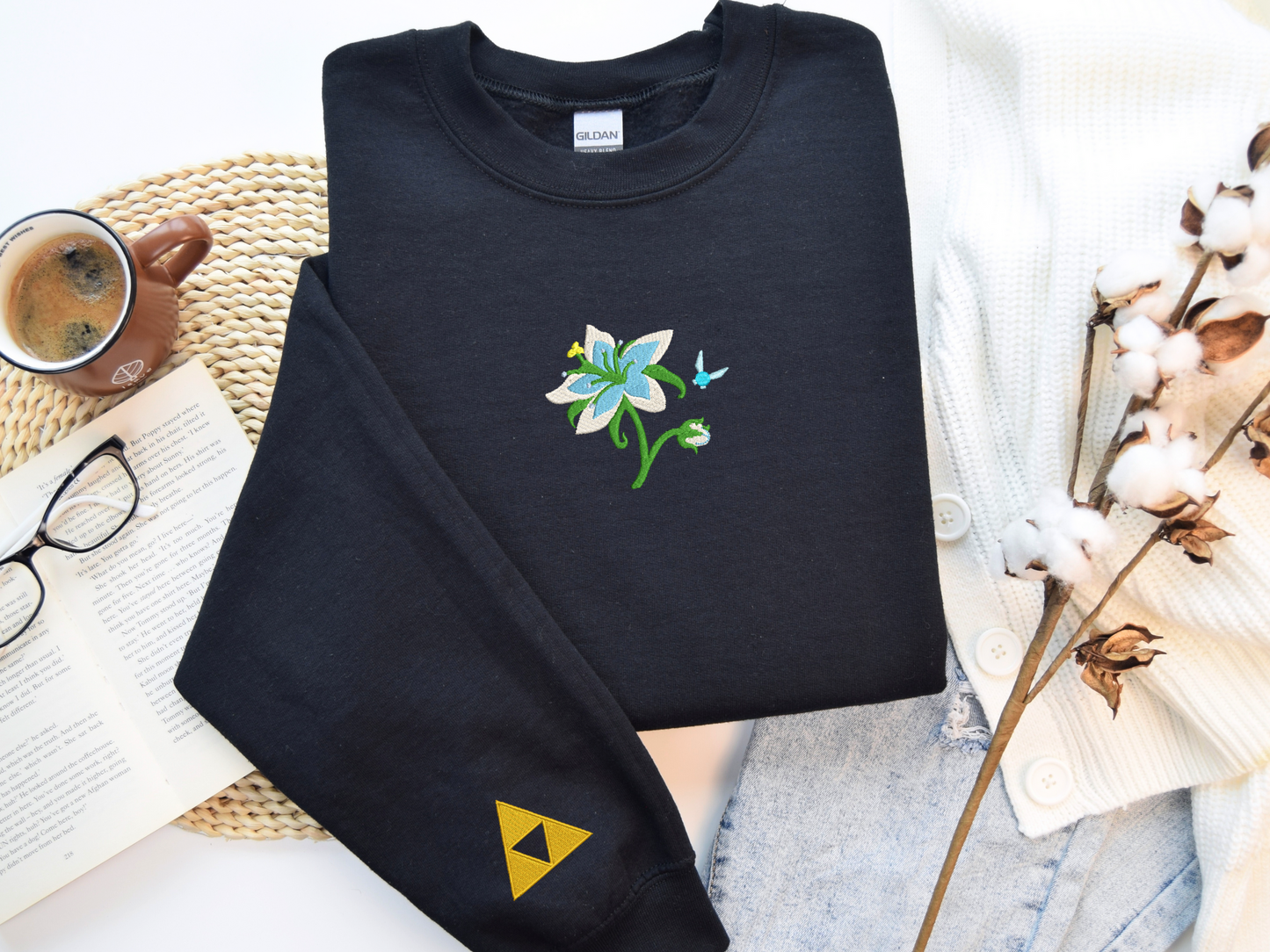 Legend of Zelda Silent Princess Flower Embroidered Sweatshirt – Cozy Gamer Apparel