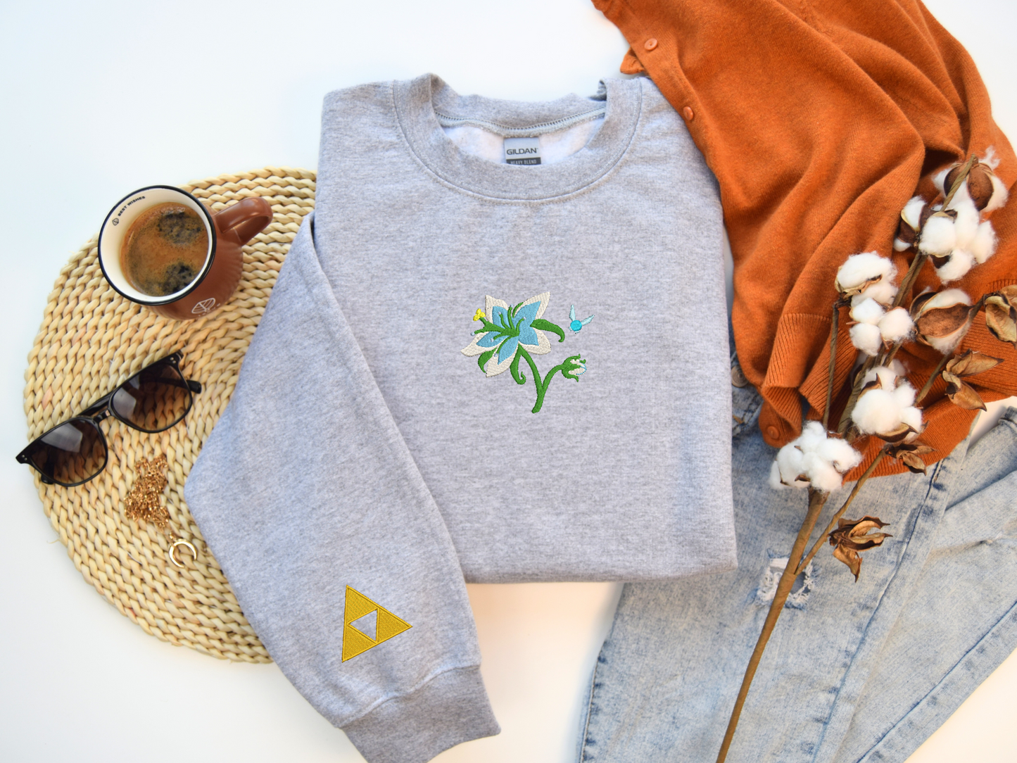 Legend of Zelda Silent Princess Flower Embroidered Sweatshirt – Cozy Gamer Apparel