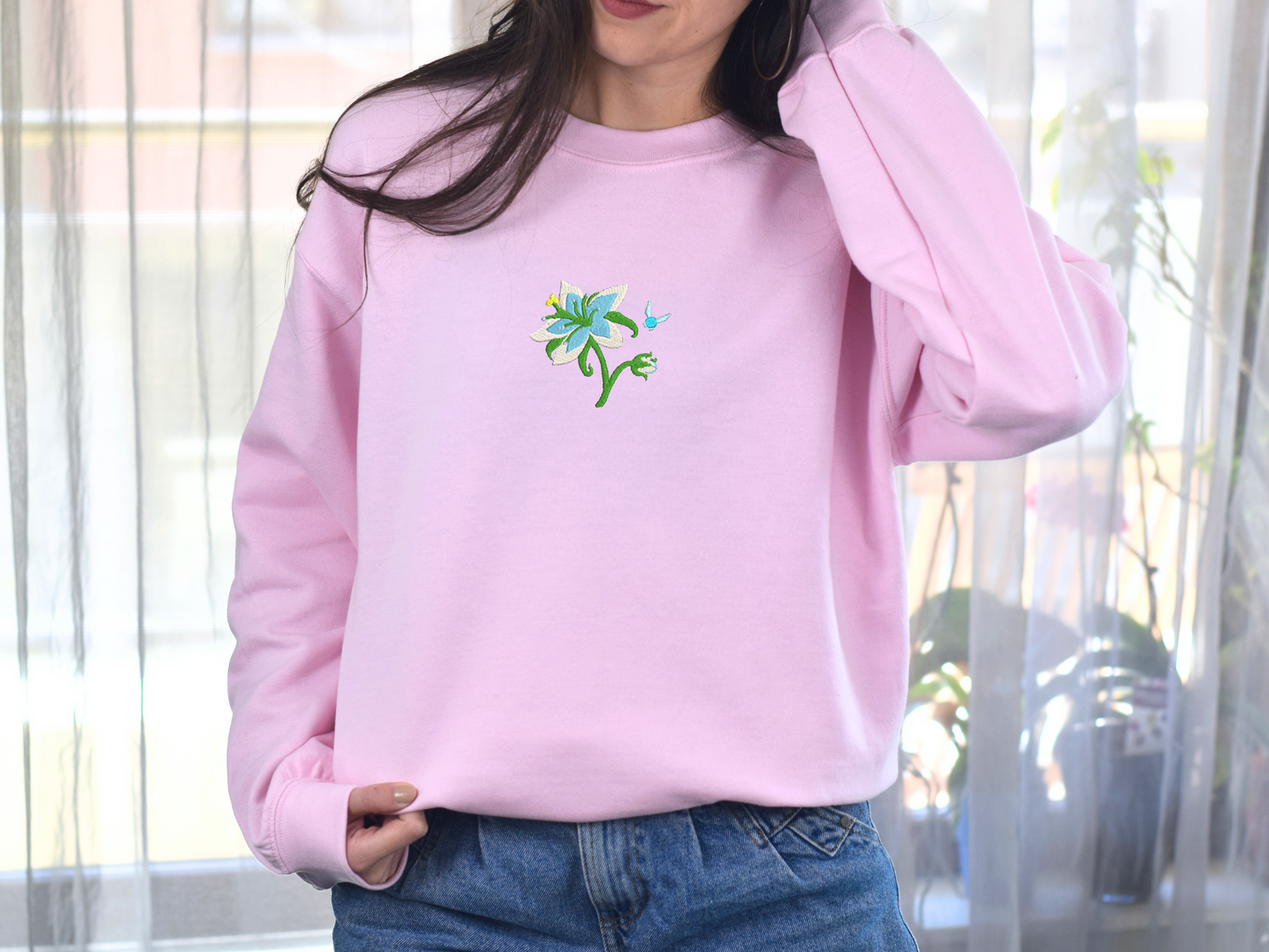 Legend of Zelda Silent Princess Flower Embroidered Sweatshirt – Cozy Gamer Apparel
